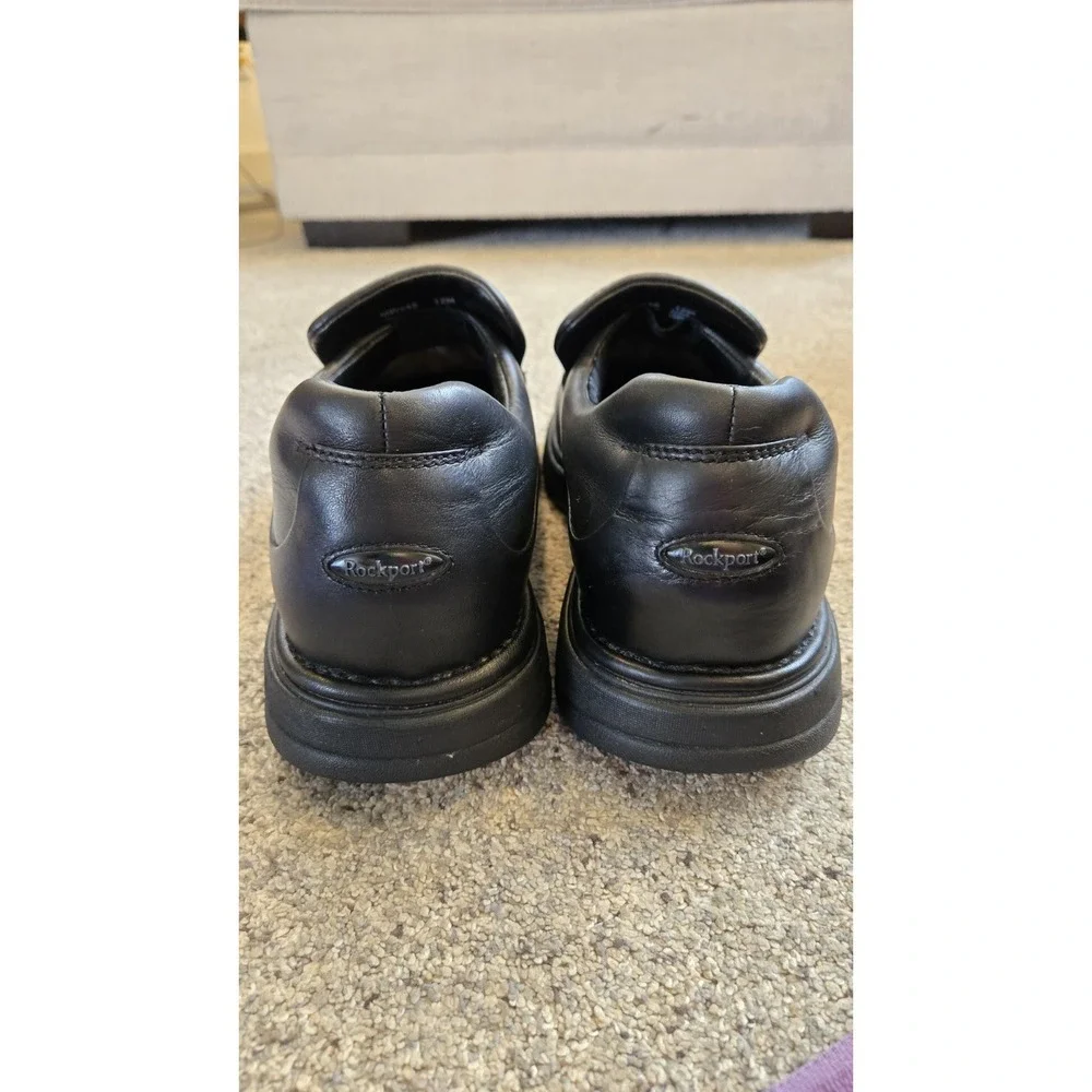 Rockport Mens 12M Black Leather Slip On Comfort Shoes Moc Toe DMX Cushion